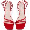 imageMostrin Womens Sandals Strappy Heels for Women Ankle Strap Lace Up Square Open Toe Heels Tie Up Stiletto High Heeled Sandals for Prom Party Daily WearRed04