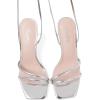 imageMostrin Womens Sandals Strappy Heels for Women Ankle Strap Lace Up Square Open Toe Heels Tie Up Stiletto High Heeled Sandals for Prom Party Daily WearSilver02