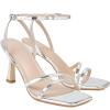 imageMostrin Womens Sandals Strappy Heels for Women Ankle Strap Lace Up Square Open Toe Heels Tie Up Stiletto High Heeled Sandals for Prom Party Daily WearLh07silver