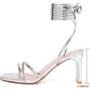 imageMostrin Womens Sandals Strappy Heels for Women Ankle Strap Lace Up Square Open Toe Heels Tie Up Stiletto High Heeled Sandals for Prom Party Daily WearSilver02