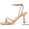 imageMostrin Womens Sandals Strappy Heels for Women Ankle Strap Lace Up Square Open Toe Heels Tie Up Stiletto High Heeled Sandals for Prom Party Daily WearLh07sparkling Rose Gold