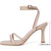 imageMostrin Womens Sandals Strappy Heels for Women Ankle Strap Lace Up Square Open Toe Heels Tie Up Stiletto High Heeled Sandals for Prom Party Daily WearNude04