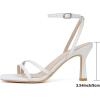 imageMostrin Womens Sandals Strappy Heels for Women Ankle Strap Lace Up Square Open Toe Heels Tie Up Stiletto High Heeled Sandals for Prom Party Daily WearLh07white
