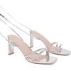 imageMostrin Womens Sandals Strappy Heels for Women Ankle Strap Lace Up Square Open Toe Heels Tie Up Stiletto High Heeled Sandals for Prom Party Daily WearSilver02