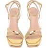 imageMostrin Womens Sandals Strappy Heels for Women Ankle Strap Lace Up Square Open Toe Heels Tie Up Stiletto High Heeled Sandals for Prom Party Daily WearGold04