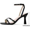 imageMostrin Womens Sandals Strappy Heels for Women Ankle Strap Lace Up Square Open Toe Heels Tie Up Stiletto High Heeled Sandals for Prom Party Daily WearLh07black