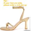 imageMostrin Womens Sandals Strappy Heels for Women Ankle Strap Lace Up Square Open Toe Heels Tie Up Stiletto High Heeled Sandals for Prom Party Daily WearGold04
