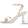 imageMostrin Womens Sandals Strappy Heels for Women Ankle Strap Lace Up Square Open Toe Heels Tie Up Stiletto High Heeled Sandals for Prom Party Daily WearLh07silver