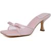 imageMostrin Kitten Heels for Women Round Toe Heels With Bow Vintage Mules Sexy Slip on Stiletto Backless Sandals for Party DailyPink03