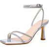 imageMostrin Womens Sandals Strappy Heels for Women Ankle Strap Lace Up Square Open Toe Heels Tie Up Stiletto High Heeled Sandals for Prom Party Daily WearSilver Rhinestone