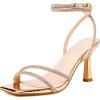 imageMostrin Womens Sandals Strappy Heels for Women Ankle Strap Lace Up Square Open Toe Heels Tie Up Stiletto High Heeled Sandals for Prom Party Daily WearSparkly Rose Gold
