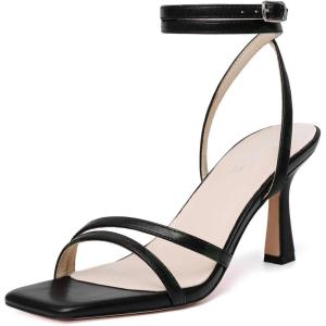 imageMostrin Womens Sandals Strappy Heels for Women Ankle Strap Lace Up Square Open Toe Heels Tie Up Stiletto High Heeled Sandals for Prom Party Daily WearBlack04