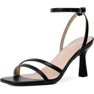 imageMostrin Womens Sandals Strappy Heels for Women Ankle Strap Lace Up Square Open Toe Heels Tie Up Stiletto High Heeled Sandals for Prom Party Daily WearLh07black