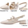 imageMostrin Mary Jane Shoes Women Slingback Chunky Low Heels for Women Closed Rounded Toe Ankle Strap Pumps Daily Wedding Party Dress ShoesNude