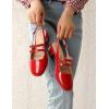 imageMostrin Mary Jane Shoes Women Slingback Chunky Low Heels for Women Closed Rounded Toe Ankle Strap Pumps Daily Wedding Party Dress ShoesRed
