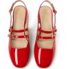 imageMostrin Mary Jane Shoes Women Slingback Chunky Low Heels for Women Closed Rounded Toe Ankle Strap Pumps Daily Wedding Party Dress ShoesRed