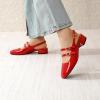 imageMostrin Mary Jane Shoes Women Slingback Chunky Low Heels for Women Closed Rounded Toe Ankle Strap Pumps Daily Wedding Party Dress ShoesRed