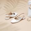 imageMostrin Mary Jane Shoes Women Slingback Chunky Low Heels for Women Closed Rounded Toe Ankle Strap Pumps Daily Wedding Party Dress ShoesWhite