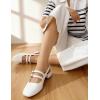 imageMostrin Mary Jane Shoes Women Slingback Chunky Low Heels for Women Closed Rounded Toe Ankle Strap Pumps Daily Wedding Party Dress ShoesWhite