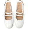 imageMostrin Mary Jane Shoes Women Slingback Chunky Low Heels for Women Closed Rounded Toe Ankle Strap Pumps Daily Wedding Party Dress ShoesWhite