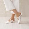 imageMostrin Mary Jane Shoes Women Slingback Chunky Low Heels for Women Closed Rounded Toe Ankle Strap Pumps Daily Wedding Party Dress ShoesWhite