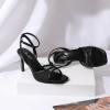 imageMostrin Strappy Heels for Women Square Open Toe Lace Up Heeled Sandals Ankle Strap Sexy Stiletto High Heels for Party Prom Dating WeddingBlackmesh 07