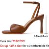 imageMostrin Strappy Heels for Women Square Open Toe Lace Up Heeled Sandals Ankle Strap Sexy Stiletto High Heels for Party Prom Dating WeddingBrown 07