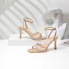 imageMostrin Strappy Heels for Women Square Open Toe Lace Up Heeled Sandals Ankle Strap Sexy Stiletto High Heels for Party Prom Dating WeddingNudemesh 07