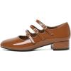 imageMostrin Mary Jane Shoes Women Round Toe Dress Shoes for Women Chunky Low Heels Adjustable Buckle Strap Pumps for Work Office Wedding PartyBrown