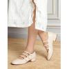 imageMostrin Mary Jane Shoes Women Round Toe Dress Shoes for Women Chunky Low Heels Adjustable Buckle Strap Pumps for Work Office Wedding PartyNude