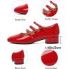 imageMostrin Mary Jane Shoes Women Round Toe Dress Shoes for Women Chunky Low Heels Adjustable Buckle Strap Pumps for Work Office Wedding PartyRed