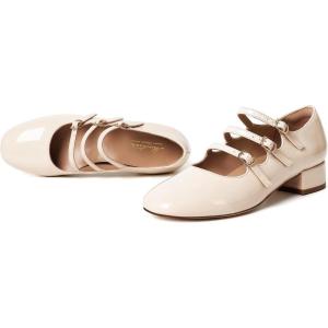 imageMostrin Mary Jane Shoes Women Round Toe Dress Shoes for Women Chunky Low Heels Adjustable Buckle Strap Pumps for Work Office Wedding PartyNude