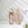 imageMostrin Womens Chunky Low Heels DOrsay Slingback Block Heel Pumps Closed Square Toe Dress Shoes for Work Office Daily WeddingNude 03