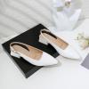 imageMostrin Womens Chunky Low Heels DOrsay Slingback Block Heel Pumps Closed Square Toe Dress Shoes for Work Office Daily WeddingWhite 03