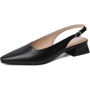 imageMostrin Womens Chunky Low Heels DOrsay Slingback Block Heel Pumps Closed Square Toe Dress Shoes for Work Office Daily WeddingBlack 03