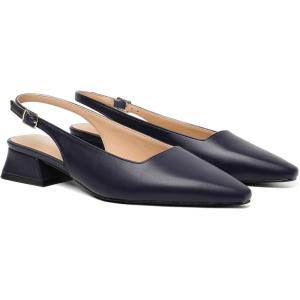 imageMostrin Womens Chunky Low Heels DOrsay Slingback Block Heel Pumps Closed Square Toe Dress Shoes for Work Office Daily WeddingNavyblue 03