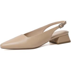 imageMostrin Womens Chunky Low Heels DOrsay Slingback Block Heel Pumps Closed Square Toe Dress Shoes for Work Office Daily WeddingNude 03