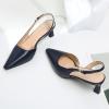 imageMostrin Kitten Heels for Women Slingback Pointed Closed Toe Heels Womens Pumps Shoes for Wedding Party CommutingKh10navy Blue