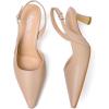 imageMostrin Kitten Heels for Women Slingback Pointed Closed Toe Heels Womens Pumps Shoes for Wedding Party CommutingKh10nude