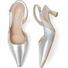 imageMostrin Kitten Heels for Women Slingback Pointed Closed Toe Heels Womens Pumps Shoes for Wedding Party CommutingKh10silver