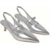 imageMostrin Kitten Heels for Women Slingback Pointed Closed Toe Heels Womens Pumps Shoes for Wedding Party CommutingSilver03