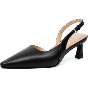 imageMostrin Kitten Heels for Women Slingback Pointed Closed Toe Heels Womens Pumps Shoes for Wedding Party CommutingKh10black
