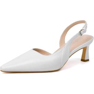 imageMostrin Kitten Heels for Women Slingback Pointed Closed Toe Heels Womens Pumps Shoes for Wedding Party CommutingKh10white