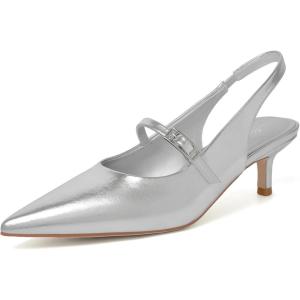 imageMostrin Kitten Heels for Women Slingback Pointed Closed Toe Heels Womens Pumps Shoes for Wedding Party CommutingSilver03