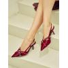 imageMostrin Kitten Mules Heels for Women Pointed Closed Toe Heels Vintage Slip on Stiletto Dressy Pumps ShoesBurgundy07