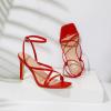 imageMostrin Strappy Heels for Women Square Open Toe Lace Up Heeled Sandals Ankle Strap Sexy Stiletto High Heels for Party Prom Dating WeddingRed