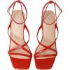 imageMostrin Strappy Heels for Women Square Open Toe Lace Up Heeled Sandals Ankle Strap Sexy Stiletto High Heels for Party Prom Dating WeddingRed
