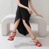 imageMostrin Strappy Heels for Women Square Open Toe Lace Up Heeled Sandals Ankle Strap Sexy Stiletto High Heels for Party Prom Dating WeddingRed
