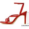imageMostrin Strappy Heels for Women Square Open Toe Lace Up Heeled Sandals Ankle Strap Sexy Stiletto High Heels for Party Prom Dating WeddingRed