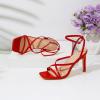 imageMostrin Strappy Heels for Women Square Open Toe Lace Up Heeled Sandals Ankle Strap Sexy Stiletto High Heels for Party Prom Dating WeddingRed